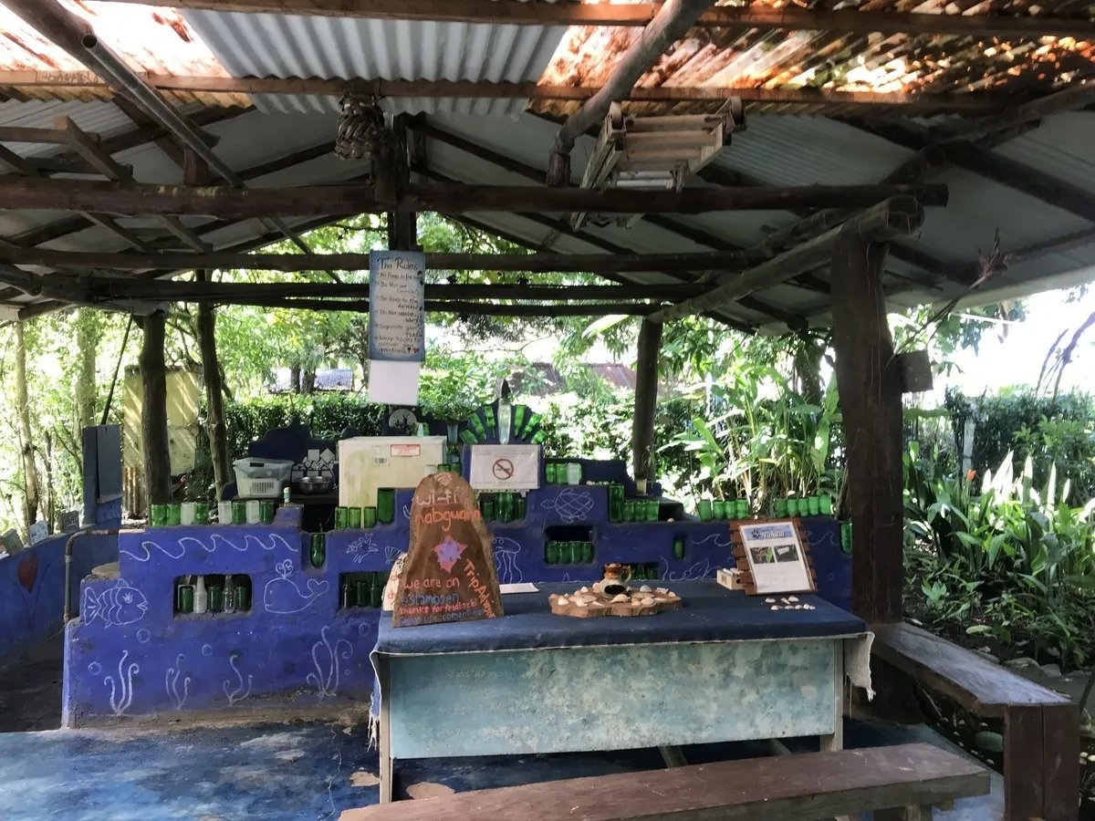 Hostal ecológico en Las Lajas con frondoso jardín de árboles frutales