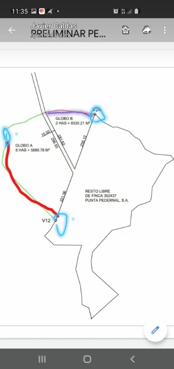 OCEAN FRONT PROPERTY FOR SALE, IN THE DISTRICT OF CHIMAN, REGION OF GONZALO VASQUEZ, IN PUNTA PEDERNALES; 11.5 HECTARES (28.417 ACRES)