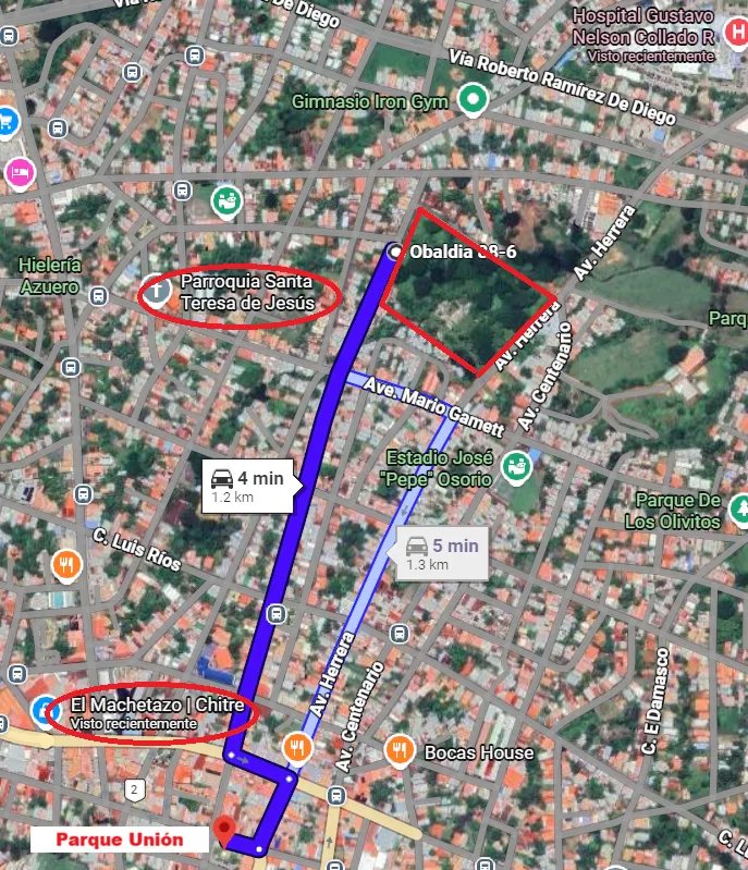 se vende 4.2 hectáreas en el centro de Chitré