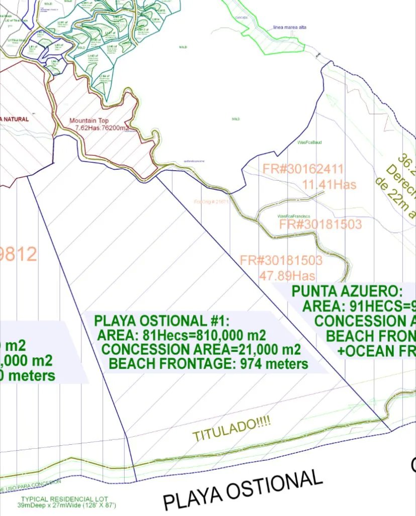 Ostional Beach  81 Hectares with 974m of Beachfront | Pedasí, Panama