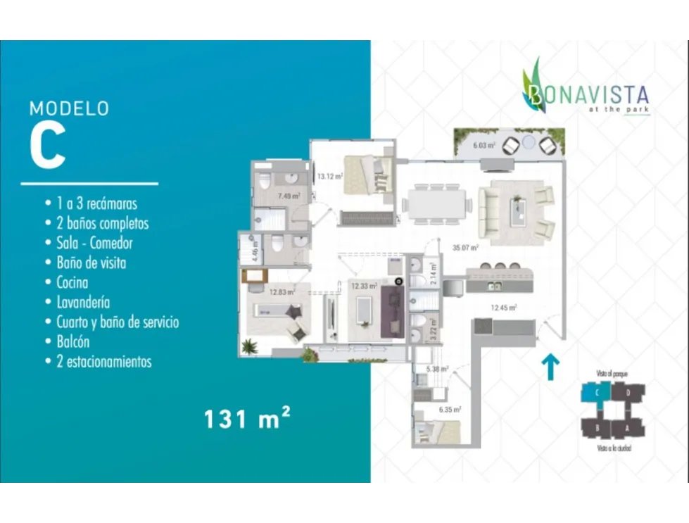 HATO PINTADO / BONAVISTA / 131M / 3 HABITACION / 2 PARKING / BALCON