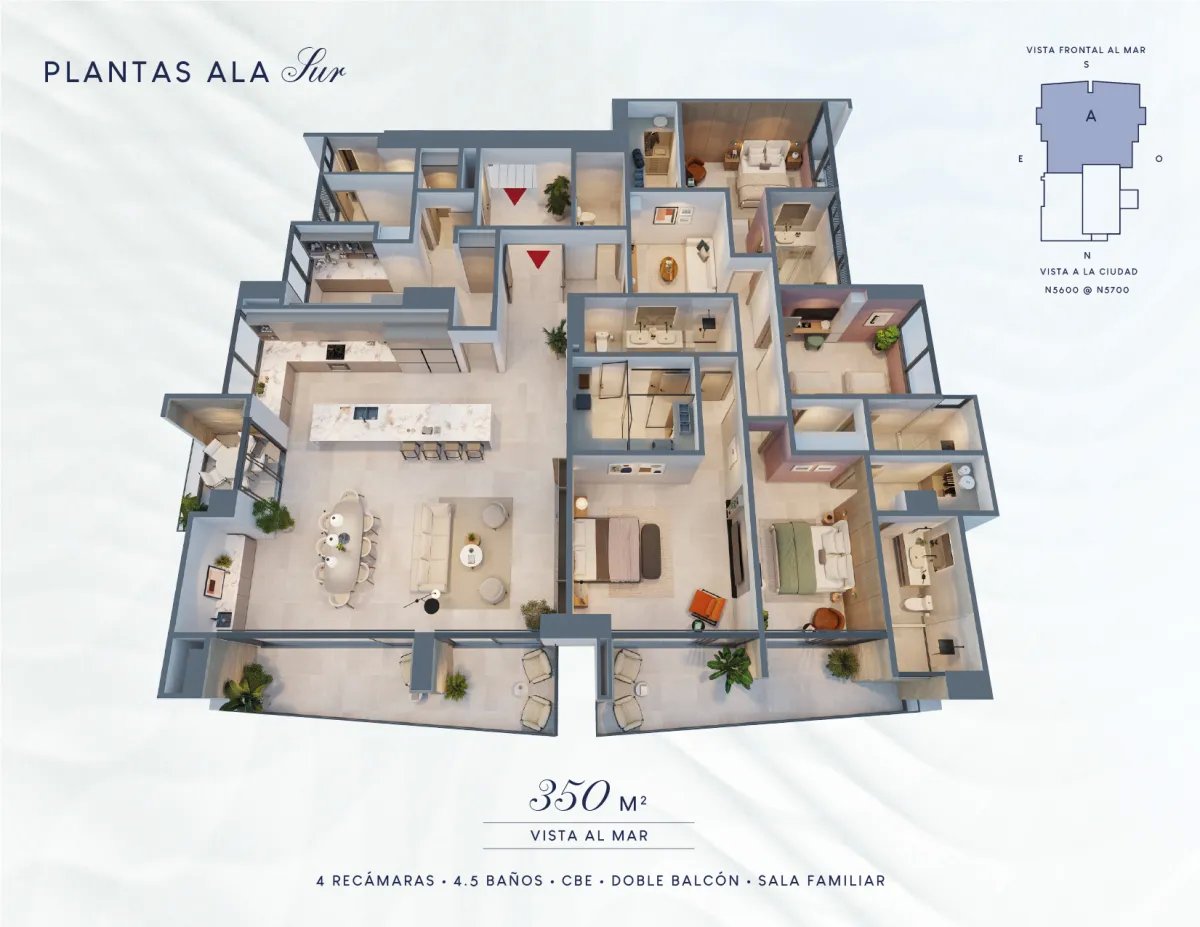 Majestic Penthouse en Costanera Aqua T200 en Ala Sur, 350 m², Vista al...