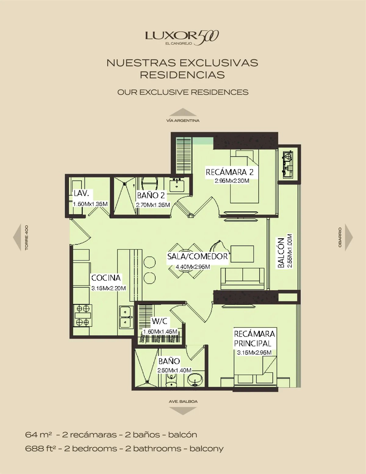 Luxor 500 El Cangrejo Opportunity: 2 Bedrooms, Balcony, and Fine Finishes