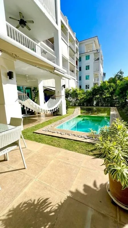Exclusive Ground Floor Apartment in Bijao, Beachfront, with Pool and Private Garden