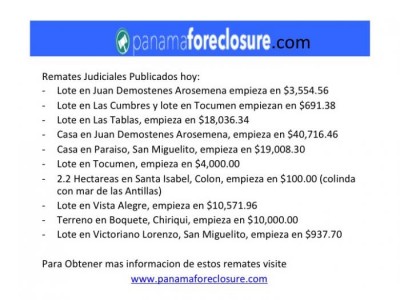 80000 - Panamá - fincas - remates judiciales